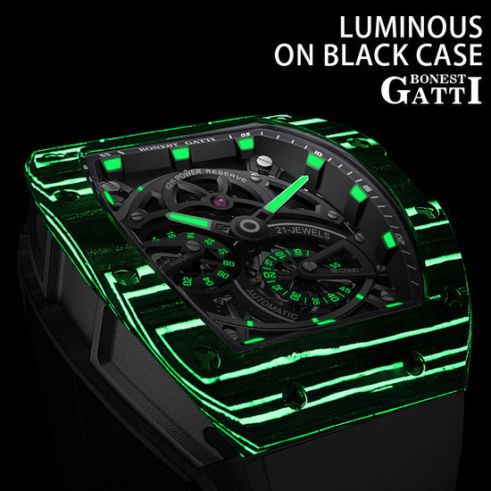 BONEST GATTI Carbon fiber + Aluminum alloy Case Barrel shaped Tonneau watch Skeleton Movement Sapphire Crystal Quick- Release Strap Watch BG9004 TIMEMASTER