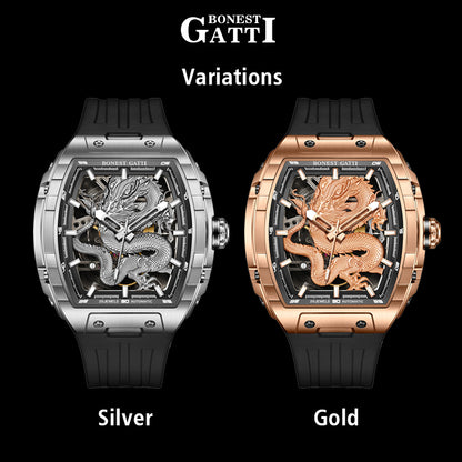 BONEST GATTI Barrel Dragon Men's Automatic Mechanical Watch Luminous GB5606 TIMEMASTER