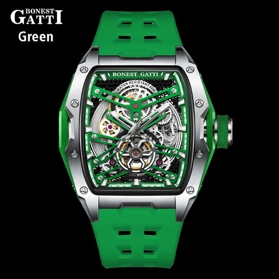 BONEST GATTI Automatic Skeleton Movement Barrel shaped Case Luminous BG5502 TIMEMASTER