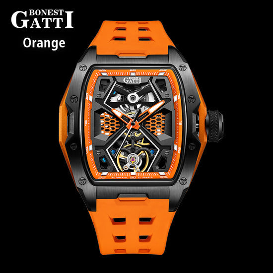 BONEST GATTI Automatic Skeleton Movement Barrel shaped Case Luminous BG5501 TIMEMASTER