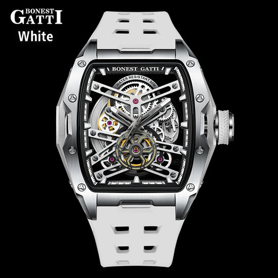 BONEST GATTI Automatic Skeleton Movement Barrel shaped Case Luminous BG5502 TIMEMASTER