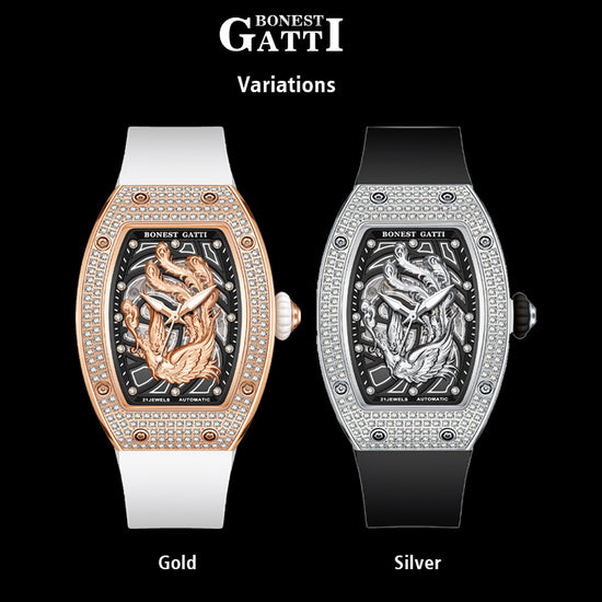 BONEST GATTI Barrel Dragon & Phoenix Couple Watch Automatic Mechanical Movement Luminous BG9910 TIMEMASTER