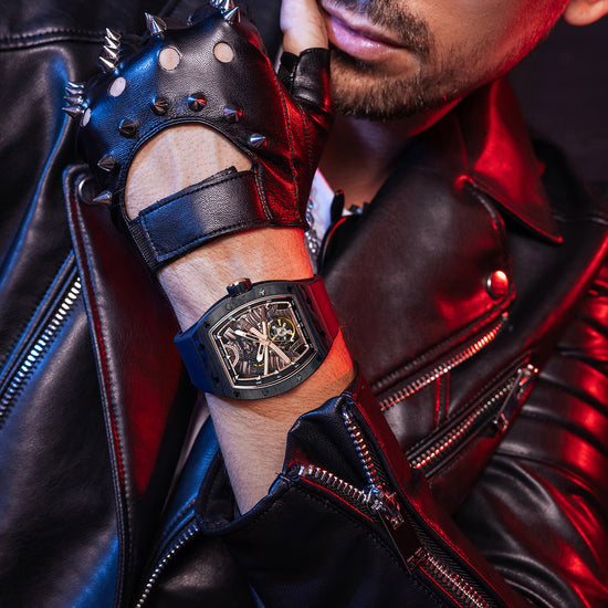 BONEST GATTI Automatic Tonneau Watch Phantom Black Warrior Dial Carbon Fiber Skeleton Self Wind Movement Sapphire Crystal Luminous Watch BG9008 TIMEMASTER