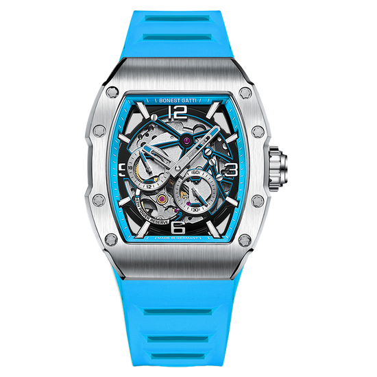 BONEST GATTI Barrel shaped Skeleton Sapphire Crystal CITIZEN Movement Watch BG9903 TIMEMASTER
