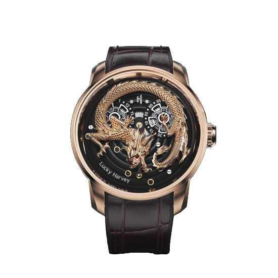 Gold Dragon Automatic Watch Spit Out Gold Bead Luminous Lucky Harvey TIMEMASTER
