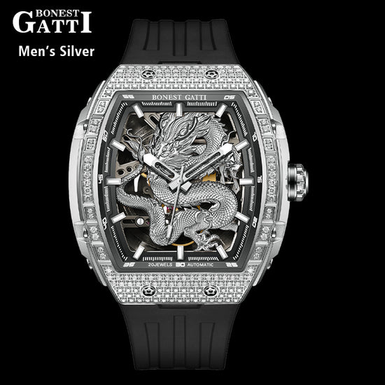 BONEST GATTI Barrel Dragon & Phoenix Couple Watch Automatic Mechanical Movement Luminous BG9910 TIMEMASTER