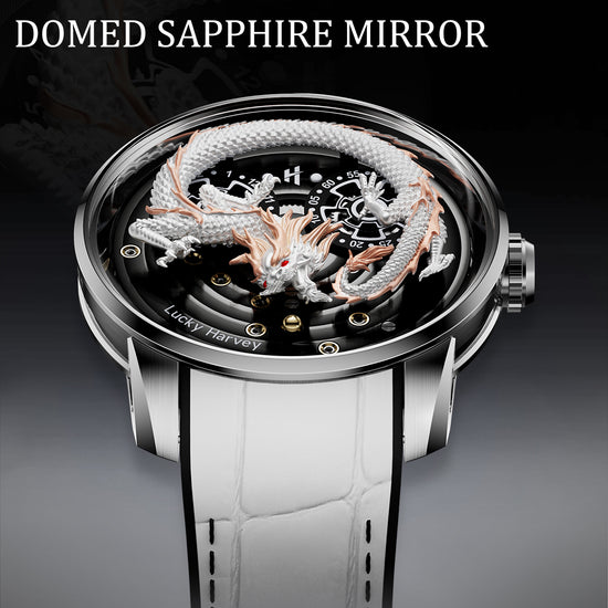 White Dragon Automatic Watch 999 Gold Bead Luminous Lucky Harvey TIMEMASTER