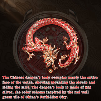 【Limited Edition】2024 Red Enamel Dragon Scale 999 Gold Pearl Automata Watch 100PCS Lucky Harvey TIMEMASTER
