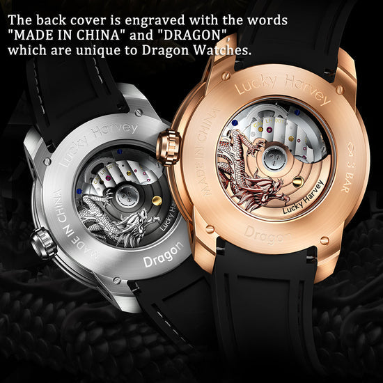 Gold Dragon Automatic Watch Spit Out Gold Bead Luminous Lucky Harvey TIMEMASTER