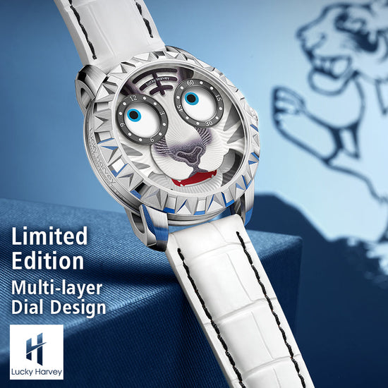 【Limited Edition 2022pcs】White Tiger Moving Eye Automatic Watch For Man Luminous Lucky Harvey TIMEMASTER