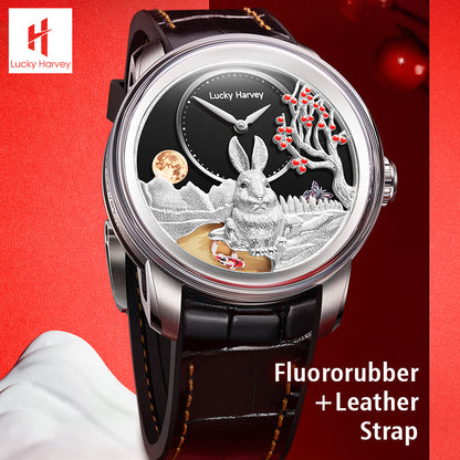 【Limited Edition 388PCS】Gold Rabbit Automatic Watch Chinese New Year 2023 Luminous Lucky Harvey TIMEMASTER