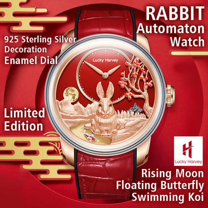 【Limited Edition 388PCS】Gold Rabbit Automatic Watch Chinese New Year 2023 Luminous Lucky Harvey TIMEMASTER