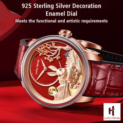 【Limited Edition 388PCS】Gold Rabbit Automatic Watch Chinese New Year 2023 Luminous Lucky Harvey TIMEMASTER