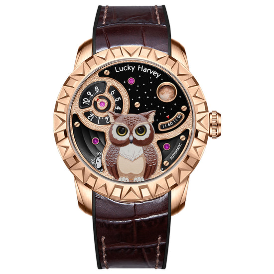 Gold Owl Automatic New Watch Luminous Dial Lucky Harvey TIMEMASTER
