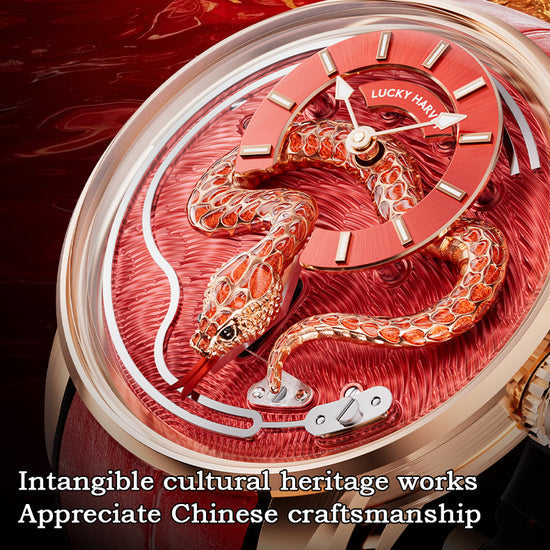 【Limited Edition 100pcs】2025 Red Enamel Snake Automata Chiming Mechanical New Watch Lucky Harvey TIMEMASTER