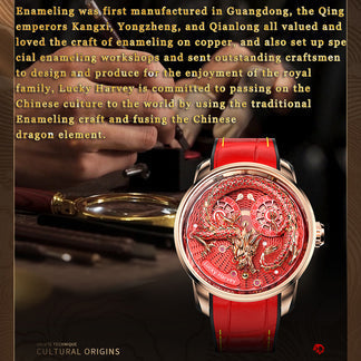 【Limited Edition】2024 Red Enamel Dragon Scale 999 Gold Pearl Automata Watch 100PCS Lucky Harvey TIMEMASTER