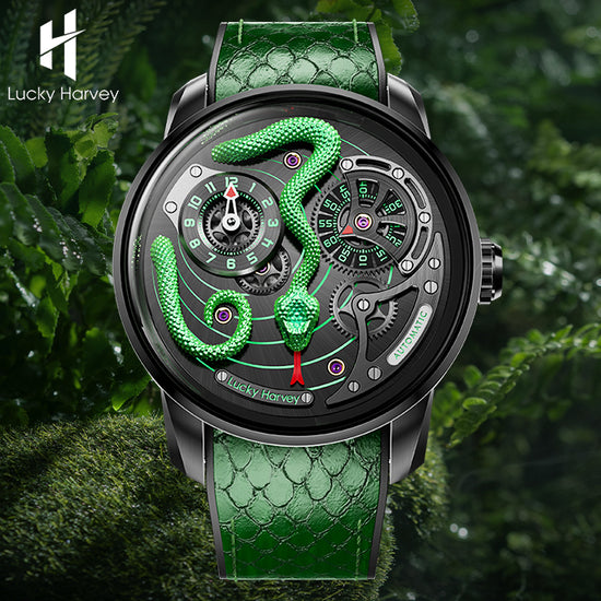 2024 New Arrival Spit Out Tongue Green Snake Automata Watch Lucky Harvey TIMEMASTER