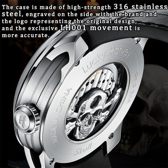 【Limited Edition 111pcs】Gold Skull Automatic Mechanism Watch Lucky Harvey TIMEMASTER