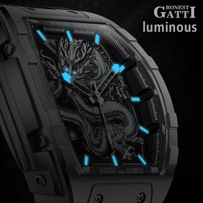 BONEST GATTI Barrel Dragon Men's Automatic Mechanical Watch Luminous GB5606 TIMEMASTER