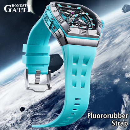 BONEST GATTI 361L Case Barrel shaped watch Skeleton Movement Crystal Sapphire Watch BG5701 TIMEMASTER