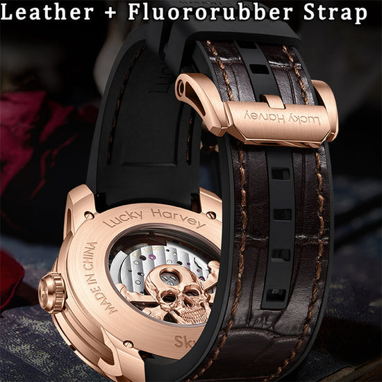 【Limited Edition 111pcs】Gold Skull Automatic Mechanism Watch Lucky Harvey TIMEMASTER