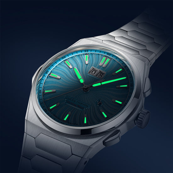 【Limited Edition 300PCS】Sound Of Nature Guilloché Ice Blue Dial Big Date Chiming Automatic Watch Lucky Harvey TIMEMASTER