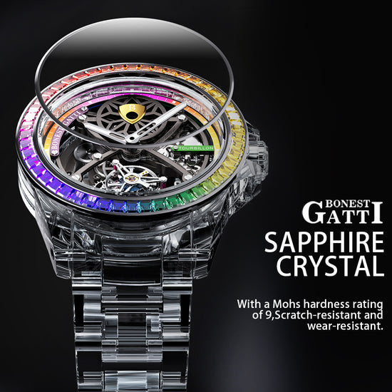 BONEST GATTI Automatic Tourbillon Movement Rainbow Bezel BG7002 TIMEMASTER