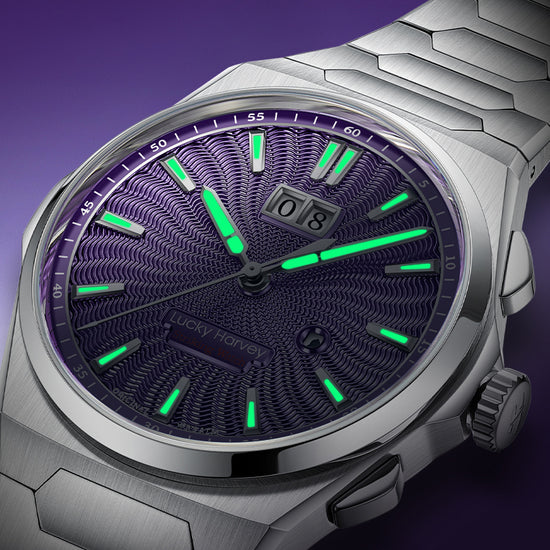 【Limited Edition 300PCS】Sound Of Nature Guilloché Purple Dial Big Date Chiming Automatic Watch Lucky Harvey TIMEMASTER
