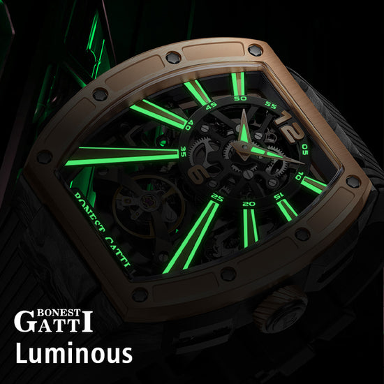 BONEST GATTI Carbon fiber+fine Steel Case Barrel shaped sapphire crystal watch Skeleton Movement Watch BG9950 TIMEMASTER