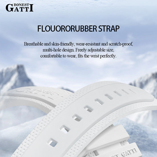 BONEST GATTI Crystal Case 3D Polar Bear Tonneau shaped Skeleton Movement K9 Crystal Case Fluororubber Strap Watch Luminous GB6002 TIMEMASTER