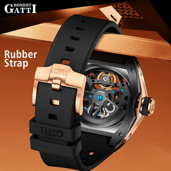 BONEST GATTI Automatic Skeleton Movement Barrel shaped Case Luminous BG5501 TIMEMASTER