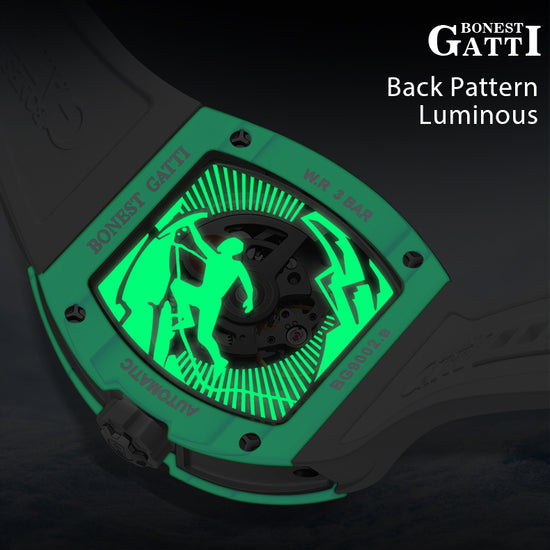 BONEST GATTI Carbon fiber + Aluminum alloy Case Barrel shaped road of climb 3D Mountain climber pattern Skeleton Movement Sapphire Crystal Watch BG9002 TIMEMASTER