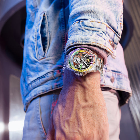 BONEST GATTI Automatic Tourbillon Movement Rainbow Bezel BG7002 TIMEMASTER