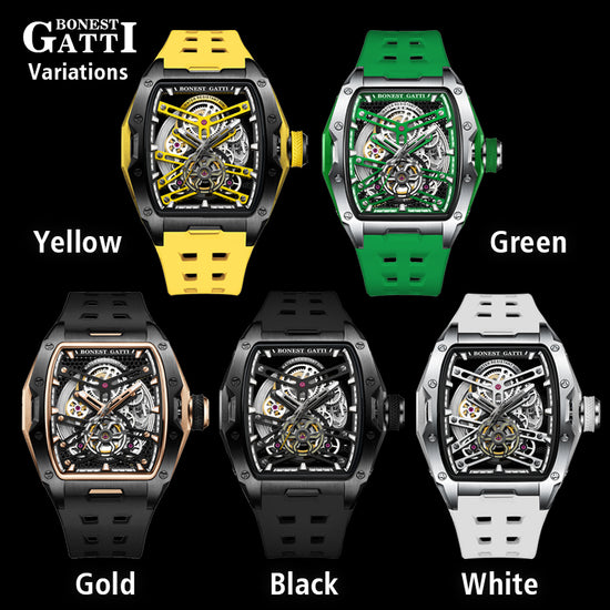 BONEST GATTI Automatic Skeleton Movement Barrel shaped Case Luminous BG5502 TIMEMASTER