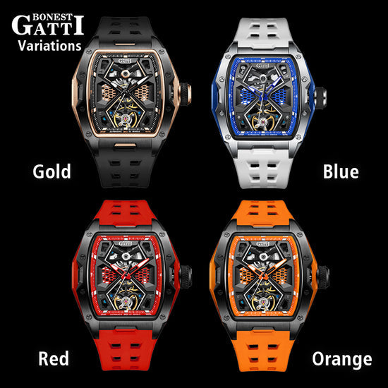 BONEST GATTI Automatic Skeleton Movement Barrel shaped Case Luminous BG5501 TIMEMASTER