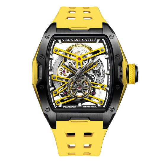 BONEST GATTI Automatic Skeleton Movement Barrel shaped Case Luminous BG5502 TIMEMASTER