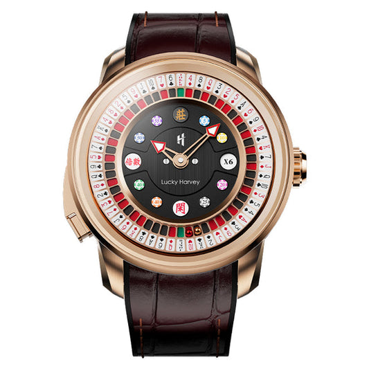 Player Series Gold Poker Roulette Automatic Watch Lucky Harvey TIMEMASTER