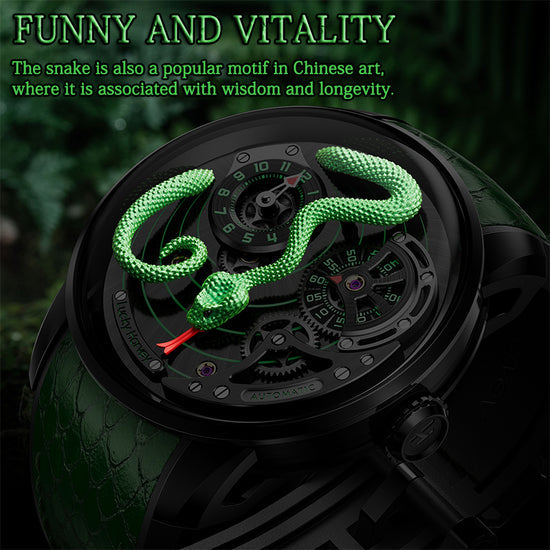 2024 New Arrival Spit Out Tongue Green Snake Automata Watch Lucky Harvey TIMEMASTER