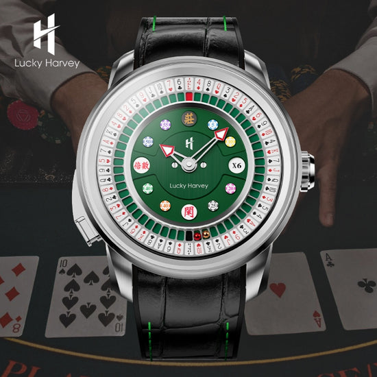 Player Series Silver Poker Roulette Automatic Watch Lucky Harvey TIMEMASTER