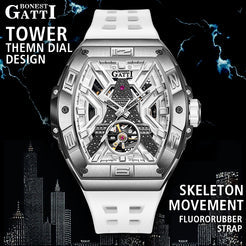 BONEST GATTI Tower Theme Barrel shaped watch Skeleton Movement Watch BG5001 TIMEMASTER