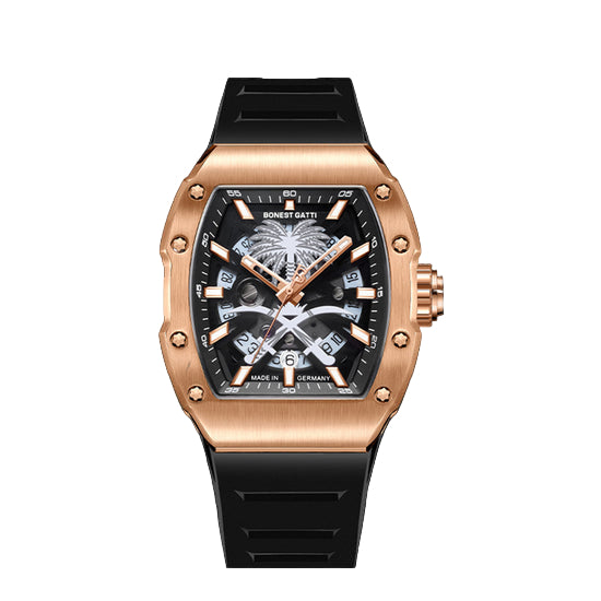 BONEST GATTI Skeleton Movement Watch Auto Calendar Citizen Automatic Mechanical Movement Luminous Sapphire Men's watch BG9904 TIMEMASTER