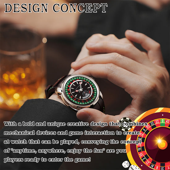 Player Series Silver European Roulette Automatic Watch Lucky Harvey TIMEMASTER