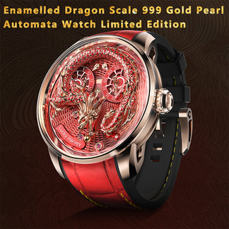 【Limited Edition】2024 Red Enamel Dragon Scale 999 Gold Pearl Automata Watch 100PCS Lucky Harvey TIMEMASTER