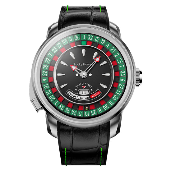 Player Series Silver European Roulette Automatic Watch Lucky Harvey TIMEMASTER