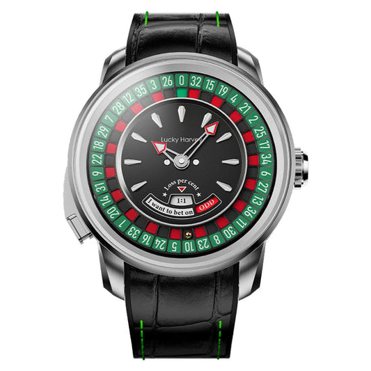 Player Series Silver European Roulette Automatic Watch Lucky Harvey TIMEMASTER