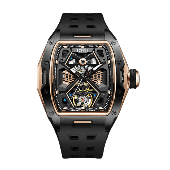 BONEST GATTI Automatic Skeleton Movement Barrel shaped Case Luminous BG5501 TIMEMASTER