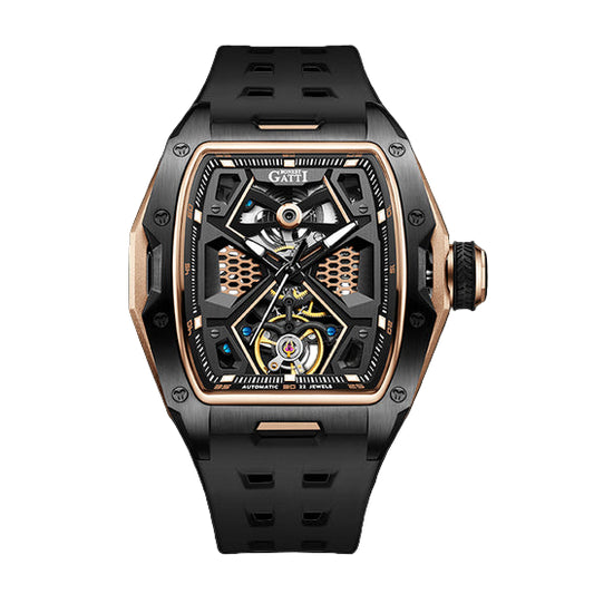 BONEST GATTI Automatic Skeleton Movement Barrel shaped Case Luminous BG5501 TIMEMASTER