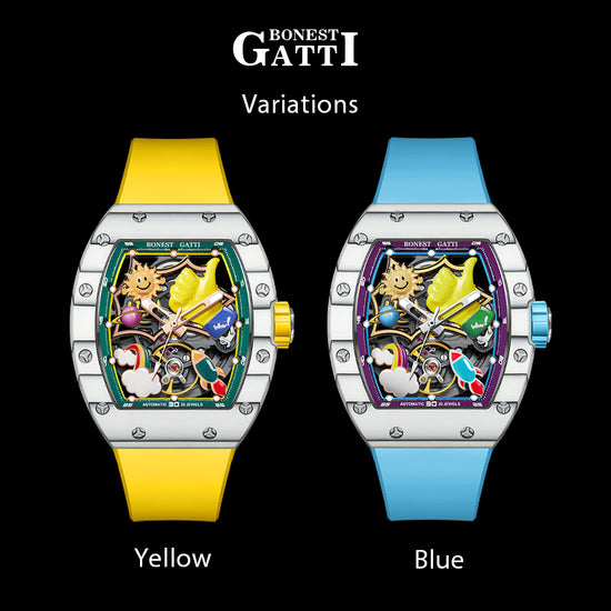 BONEST GATTI Carbon fiber + Aluminum alloy Case Barrel shaped Thumbs Up Series funny watch Skeleton Movement Crystal Sapphire Watch BG9001 TIMEMASTER