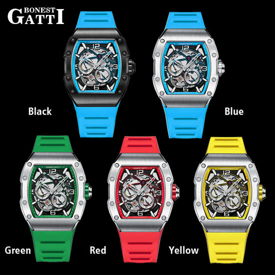 BONEST GATTI Barrel shaped Skeleton Sapphire Crystal CITIZEN Movement Watch BG9903 TIMEMASTER