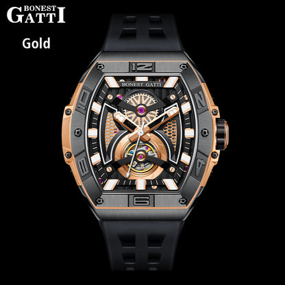 BONEST GATTI 361L Case Barrel shaped watch Skeleton Movement Crystal Sapphire Watch BG5701 TIMEMASTER